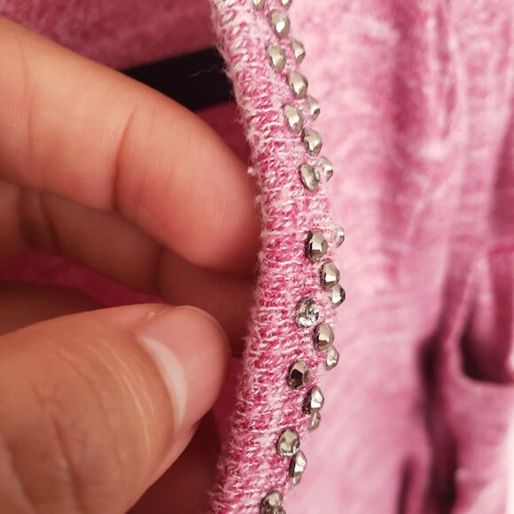 Terra & Sky Pink 3/4 Unique Sleeves Beaded V Neck Blouse Plus Size 0X (14w) - Picture 12 of 15